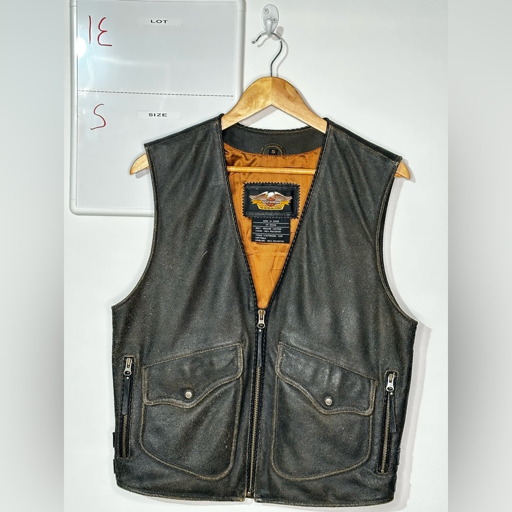 HARLEY DAVIDSON BILLINGS LEATHER VEST 
Sz-S